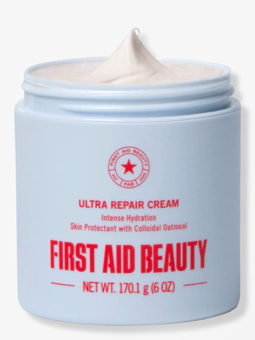 First Aid Beauty Ultra Repair Cream - Light Blue Jar with Red Lettering